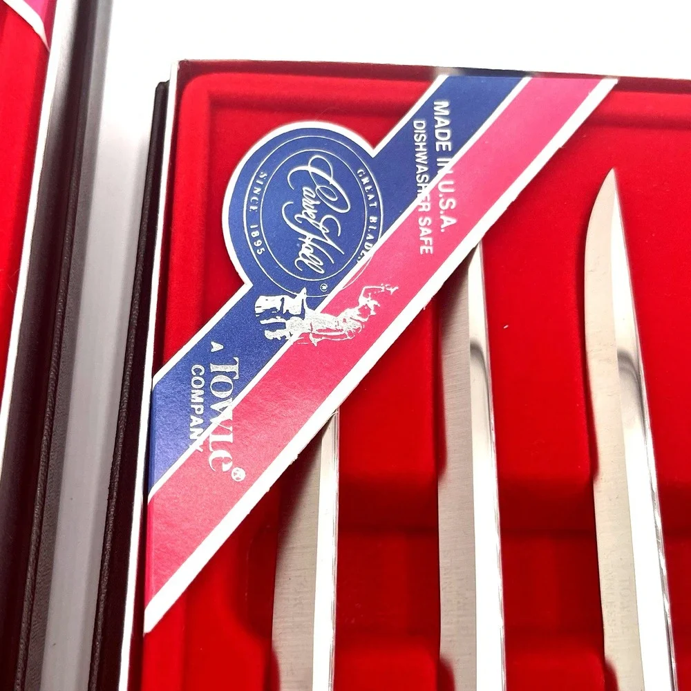 Vintage 60's 70's Carvel Hall Towle 2‎ Pc Carving Set + Steak Knives Inscribed J